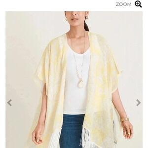 Chicos Linen Paisley Ruana Wrap